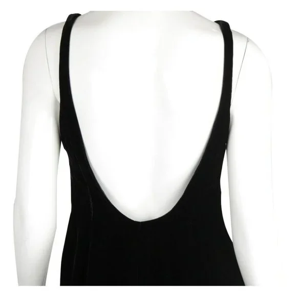 VALENTINO Black Velvet Sleeveless V-Neck Maxi Backless Dress - US 10 - Picture 6 of 7